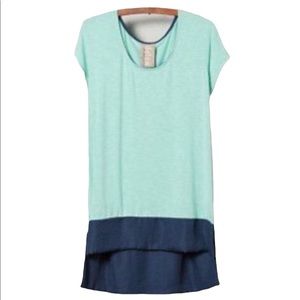 Anthropologie Dolan Pipa Colorblock Tee Tunic in Green and Navy Size Large